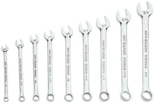 Klein Tools 9 Piece Combination Wrench Sets, 6; 12 Points, Inch, 1/SET, #68402