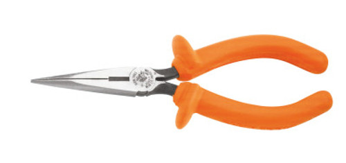 Klein Tools Insulated Standard Long-Nose Pliers, Straight, Alloy Steel, 7 1/8 in, 1/EA, #D2037INS