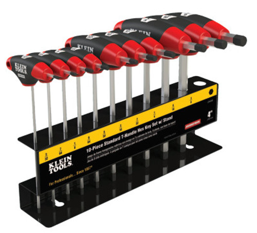 Klein Tools Journeyman T-Handle Hex Key Sets, 10 per set, Hex Tip, Inch, 9 in Blade, 1/ST, #JTH910E