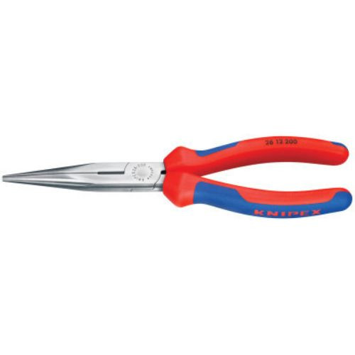 Knipex Long Nose Pliers with Cutters, 40? Angle, Tool Steel, 8 in, 6/EA, #2621200