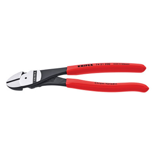 Knipex Ultra High Leverage Diagonal Cutters, 8 in, Plastic Coated, 1/EA, #7421200