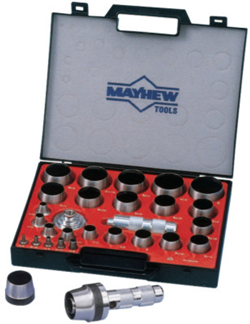 Mayhew? 27 Piece Hollow Punch Tool Kits, Round, English, Case; Handle; Mandrin, 1/ST, #66002