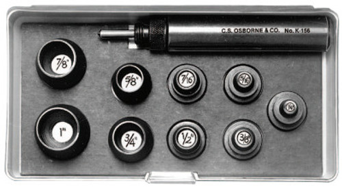 C.S. Osborne Punch Sets, Self-Centering Punch Set, English, 9 Punches 1/4 in - 1 in, Case, 1/SET, #K156