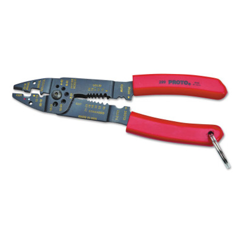 Stanley Products Tether-Ready Wire Stripper/Crimper Pliers, 8 1/2 in, 22-10AWG, Red, 1/EA, #J299TT