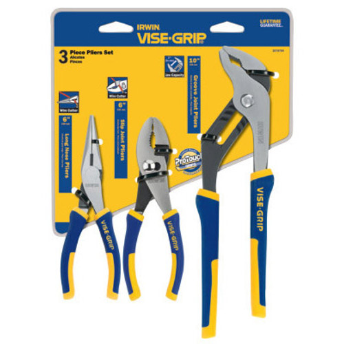 Irwin® 3 Pc. ProPlier Sets, 6" Slip Joint/ 6" Long Nose/1" Groove Joint, #IR-2078704 (4/Pkg)