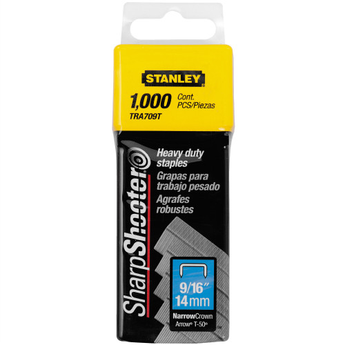 Stanley Products 9/16" Heavy Duty Narrow Crown Staples, 1000 Pack #TRA709T (4 Packs)