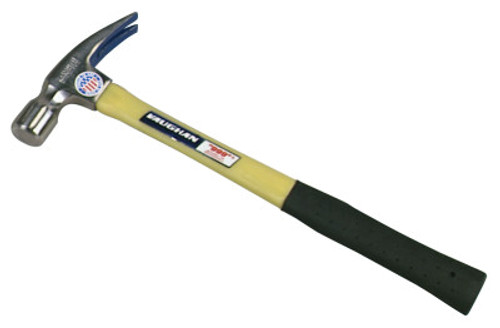 Vaughan Fiberglass Hammer, Smooth Face, Forged Steel, Straight Handle, 16 in, 2.19 lb, 4/EA, #FS999L