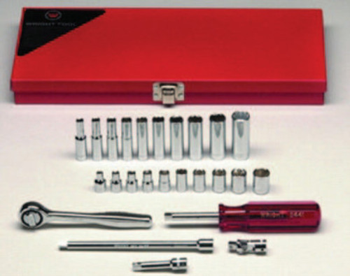 Wright Tool 23 Piece Standard & Deep Socket Sets, 1/4 in, 6 Point, 1/SET, #223