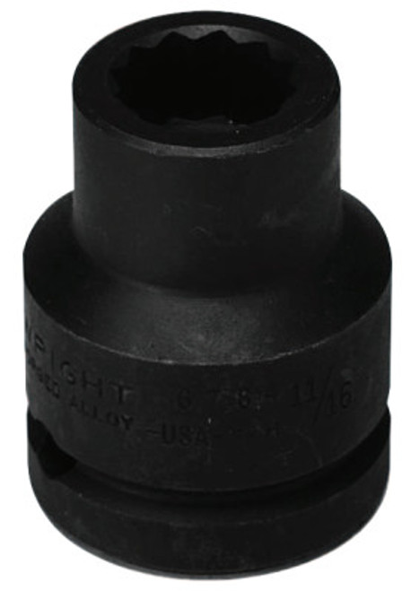 Wright Tool 3/4" Dr. Standard Impact Sockets, 3/4 in Drive, 11/16 in, 6 Points, 1/EA, #6822