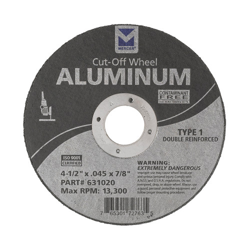 6" x .045" x 7/8" Type 1 Double Reinforced Thin Cut-Off Wheels for Aluminum, Mercer Abrasives 631040 (25/Pkg.)