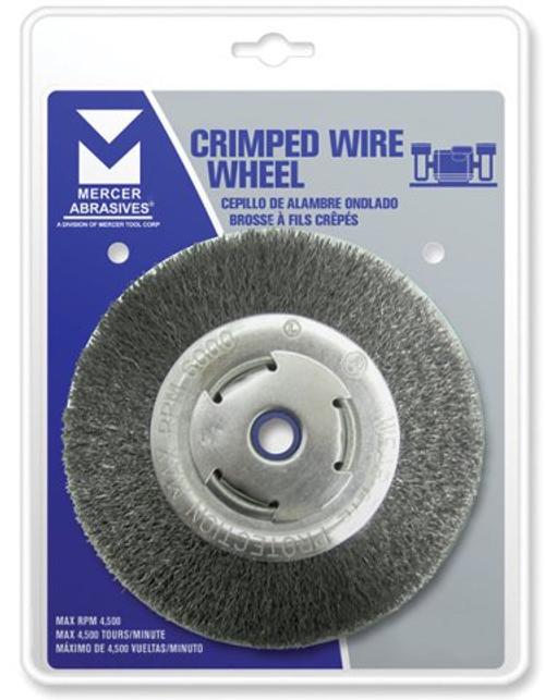 Crimped Wire Wheels for Drills and Die Grinders - Carbon Steel - 2" x 1/4" Shank, Mercer Abrasives 182020 (12/Bulk Pkg.)