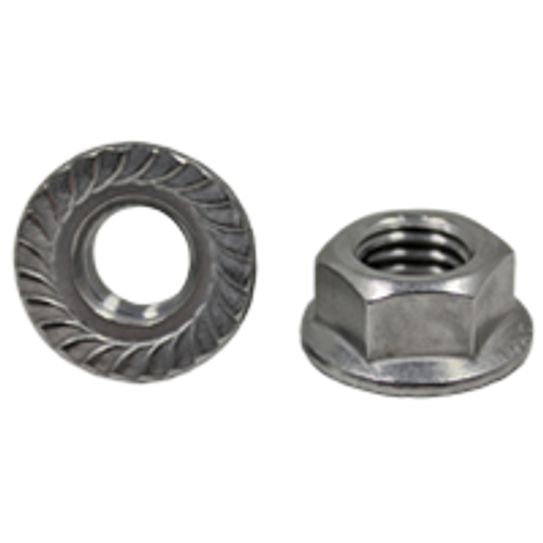 M10-1.50 Hex Flange Lock Nuts Serrated A4 (316) Stainless Steel (100/Pkg.)