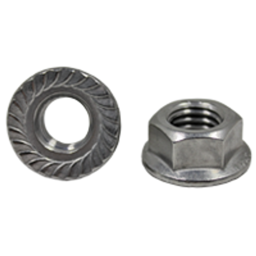 M6-1.00 Hex Flange Lock Nuts Serrated A4 (316) Stainless Steel (100/Pkg.)