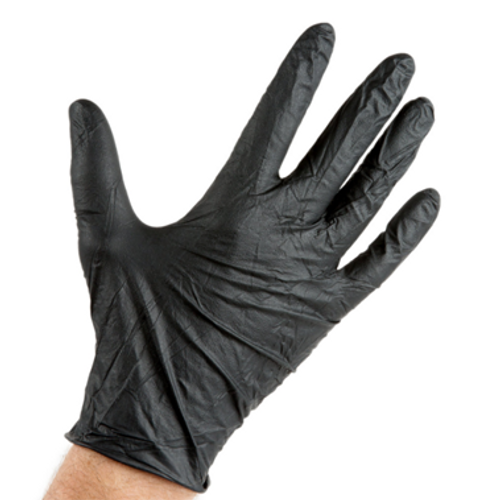 Lavex Industrial Nitrile 5 Mil Powder-Free Textured Disposable Gloves - Extra Large, Black (100/Box)