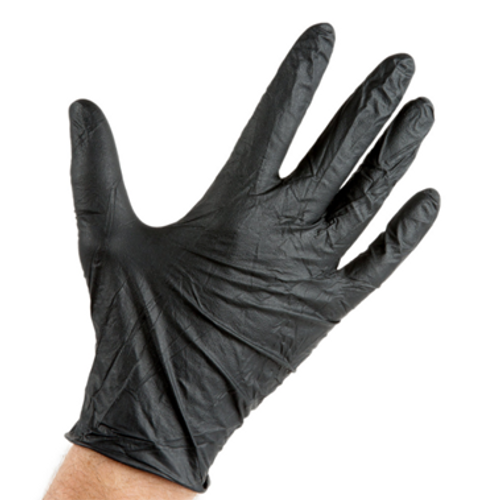 Lavex Industrial Nitrile 5 Mil Powder-Free Textured Disposable Gloves - Large, Black (100/Box)