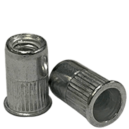 6-32 (.080-.130) Aluminum Small Flange Knurled Body Rivet Nuts (10000/Bulk Pkg.) 6-32 (.080-.130) Aluminum Small Flange Knurled Body Rivet Nuts (10000/Bulk Pkg.)