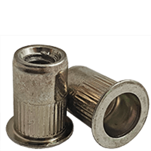 8-32 (.020-.080) Steel Large Flange Knurled Body Rivet Nuts Zinc Yellow CR+3 (1000/Pkg.)