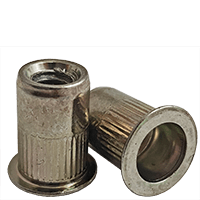 M4 (.020-.080) Steel Large Flange Knurled Body Rivet Nuts Zinc Yellow CR+3 (10000/Bulk Pkg.)