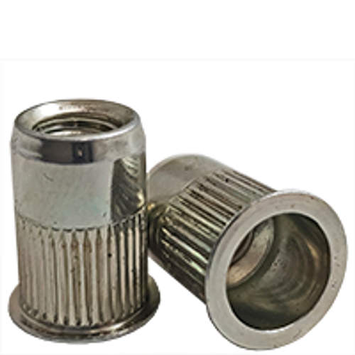 1/4-20 (.165-.260) Steel Small Flange Knurled Body Rivet Nuts Zinc Yellow CR+3 (1000/Pkg.)