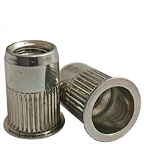 1/4-20 (.165-.260) Steel Small Flange Knurled Body Rivet Nuts Zinc Yellow CR+3 (3000/Bulk Pkg.)