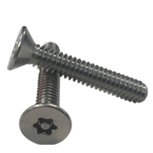 1/4"-20 x 1/2" (Fully Threaded) T27 Drive Size 6-Lobe Pin-In Flat Head Stainless Steel Machine Screws, Tamper Resistant, (18-8) (100/Pkg.)