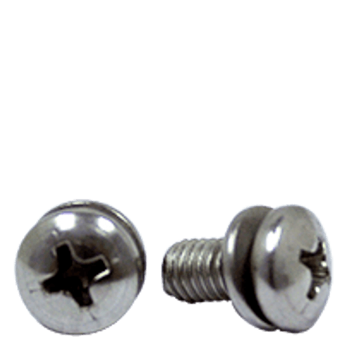 M4-0.70 x 10 mm (Fully Threaded) Stainless Steel Spring Lock Washer Pan Head Phillips Machine Screwss, SEMS A2 (18-8) (1000/Pkg.)