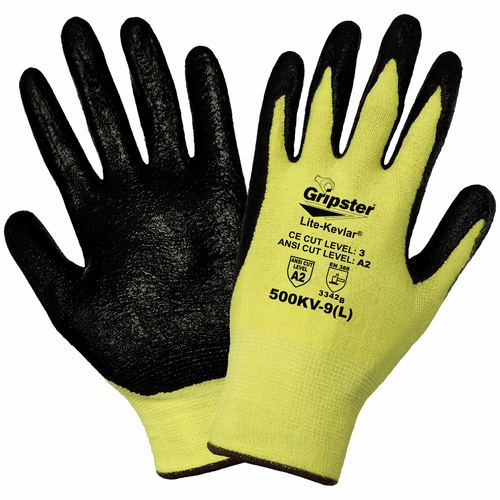 Gripter Lite - sewn with DuPont Kevlar fiber seam free 13-gauge shell- Size 11(2XL) 12 Pair, #500KV-11(2XL)