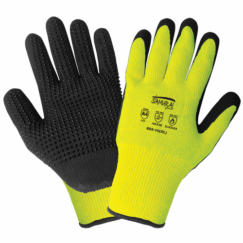 Samurai Glove- Mach Finish nitrile; Hi Viz- Size 8(M) 12 Pair, #802-8(M)