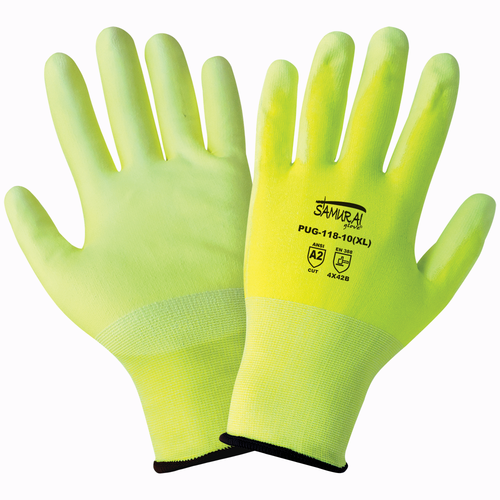 Samurai Glove- High-Visibility PU Coated Cut Resistant Glove Size 7(S) 12 Pair, #PUG-118-7(S)