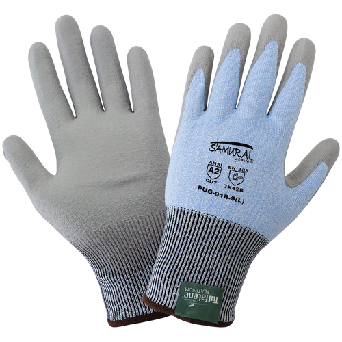 Samurai Glove Lightweight PU-Coated Cut Resistant Glove Free from Enhancements- Size 9(L) 12 Pair, #PUG-918-9(L)