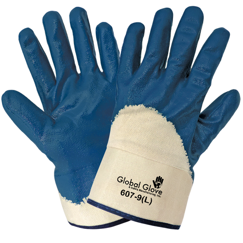 Solid Nitrile Three-Quarter Dipped Glove Size 9(L) 12 Pair, #607-9(L)