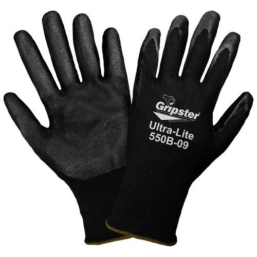 Gripter - Ultra-light Black Nitrile Palm Dipped Glove Size 10(XL) 12 Pair, #550B-10(XL)