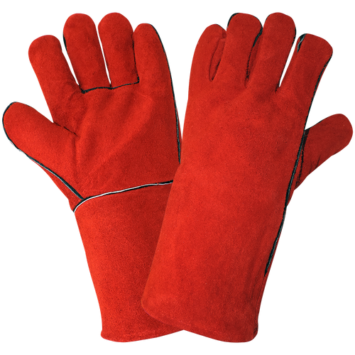 Red Economy Shoulder Split Cowhide Leather Welders Glove One Size 12 Pair, #1200E