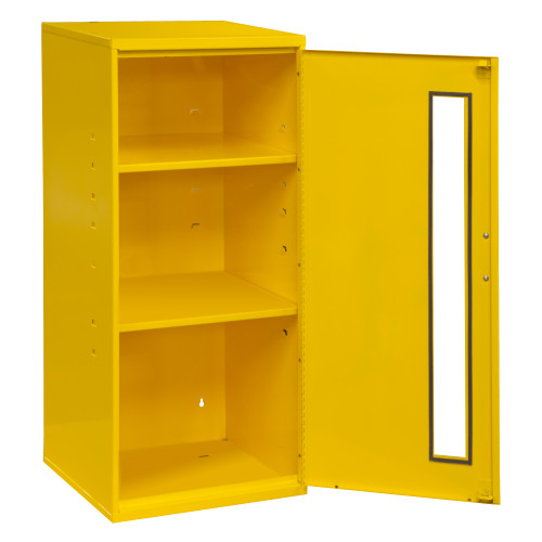Durham Mfg Heavy-Duty Steel Spill Control/PPE/Respirator Storage Cabinet, 2 Adjustable Shelves, 13-3/4"W x 12-3/4"D x 30"H, Yellow, DM-052-50 (1/Ea)