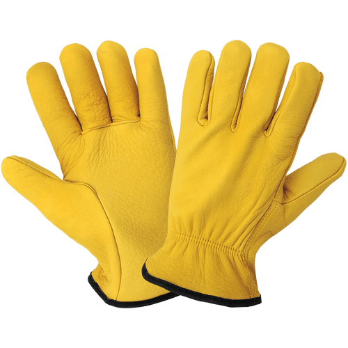 Standard Grade Unlined Deerskin Driver Style Glove with Straight Thumb- Size 9(L) 12 Pair, #3200DST-9(L)
