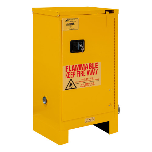 Durham Mfg Heavy-Duty Steel Flammable Storage Cabinet w/ Legs, FM Approved, 16 Gallon, 1 Door, Self Close, 1 Shelf, Safety Yellow, 23"W x 18"D x 51-3/8"H, Yellow, DM-1016SL-50 (1/Ea)