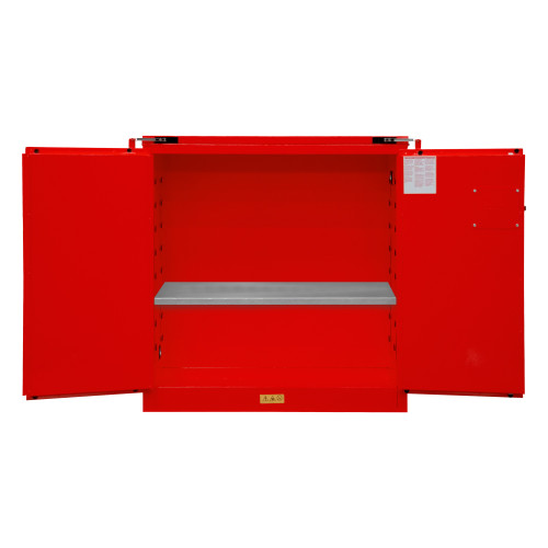 Durham Mfg Heavy-Duty Steel Flammable Storage Cabinet, FM Approved, 30 Gallon, 2 Door, Self Close, 1 Shelf, 43"W x 18"D x 45-3/8"H, Red, DM-1030S-17 (1/Ea)