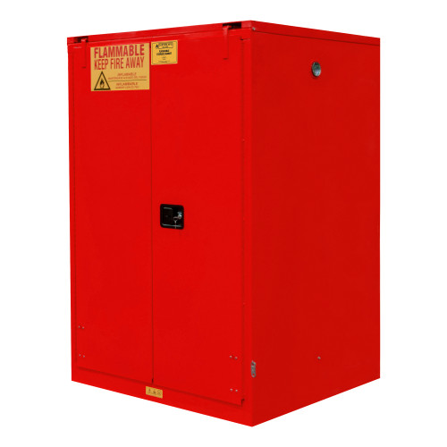 Durham Mfg Heavy-Duty Steel Flammable Storage Cabinet, FM Approved, 60 Gallon, 2 Door, Manual Close, 2 Shelves, 34"W x 34"D x 66-3/8"H, Red, DM-1060S-17 (1/Ea)