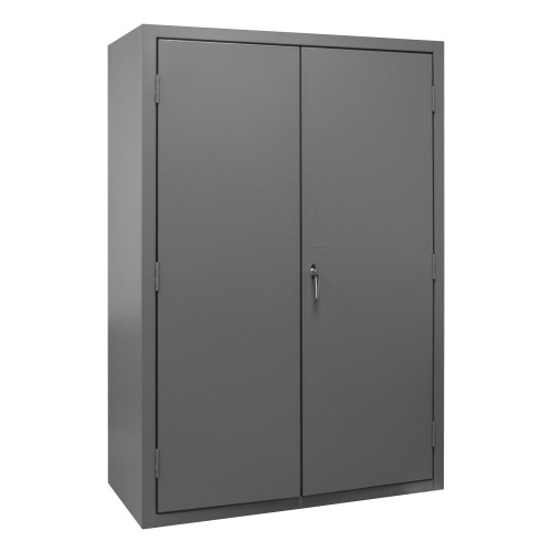 Durham Mfg Heavy-Duty Steel Cabinet, 16 Gauge, 186 Blue Bins, 2 Doors, 48"W x 24"D x 72"H, Gray, DM-2502-186-5295 (1/Ea)