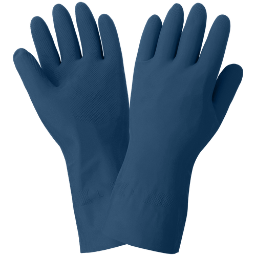 FrogWear Blue Unlined 17 Mil Rubber Latex Unsupported Glove with Diamond Pattern Grip Size 8(M) 12 Pair, #150-8(M)