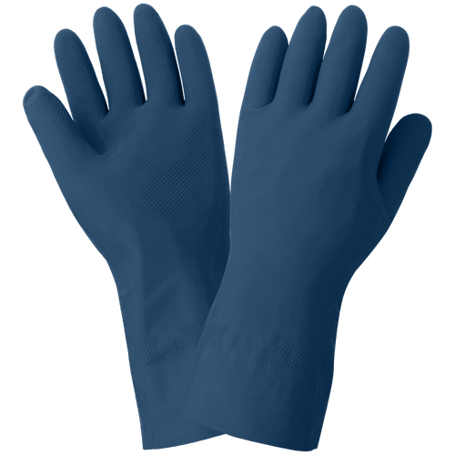 FrogWear Blue Unlined 17 Mil Rubber Latex Unsupported Glove with Diamond Pattern Grip Size 9(L) 12 Pair, #150-9(L)