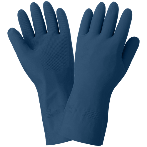 FrogWear Blue Unlined 17 Mil Rubber Latex Unsupported Glove with Diamond Pattern Grip Size 9(L) 12 Pair, #150-9(L)