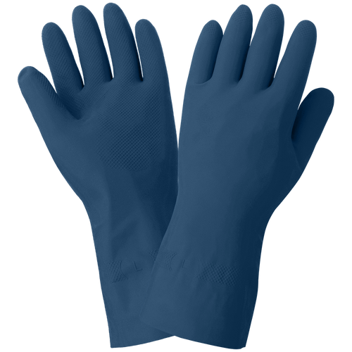 FrogWear Blue Unlined 17 Mil Rubber Latex Unsupported Glove with Diamond Pattern Grip Size 10(XL) 12 Pair, #150-10(XL)