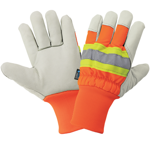 High-Visibility Standard-Grade Cowhide Insulated Glove with Knit Wrist- Size 10(XL) 12 Pair, #2950HVKW-10(XL)