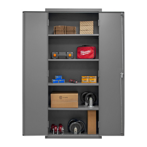 Durham Mfg Heavy-Duty Steel Cabinet, 16 Gauge, 4 Shelves, 2 Doors, 36"W x 18"D x 84"H, Gray, DM-2603-4S-95 (1/Ea)