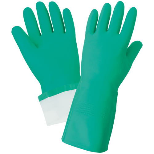 Flock-Lined 15-Mil Green Nitrile Raised Diamond Pattern Grip Unsupported Glove Size 8(M) 12 Pair, #515F-8(M)