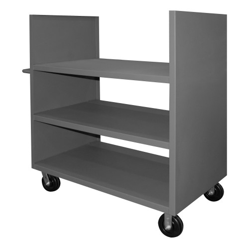 Durham Mfg 2 Sided Solid Stock Truck, 2 Shelves, 1 Flush Shelf, 30-5/16"W x 54-1/8"D x 57-1/16"H, Gray, DM-2SPT-3048-3-2K-95 (1/Ea)