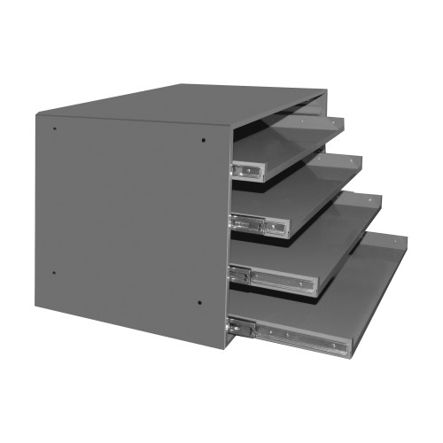 4 Large Bearing Drawer Slide Rack Compartment, for Large Scoop Compartment Boxes, 4 Compartments, 20-3/8"W x 15-3/4"D x 14-7/8"H, Gray, DM-303B-15.75-95 (1/Ea)