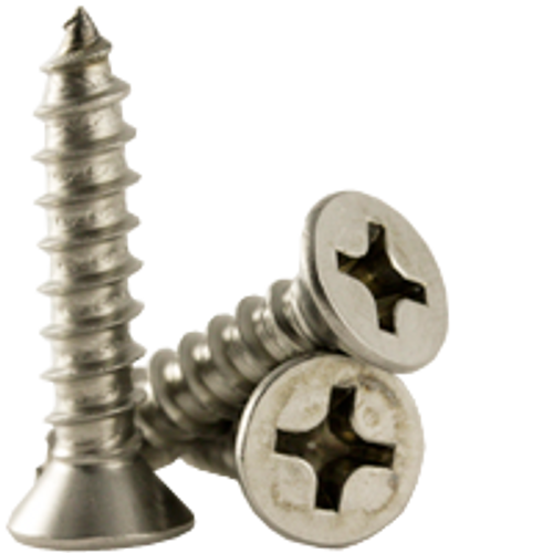 #10x2" F/T Self-Tapping (Sheet Metal) Screws Phillips Flat Head Type A 18-8 A2 Stainless Steel (300/Pkg.)