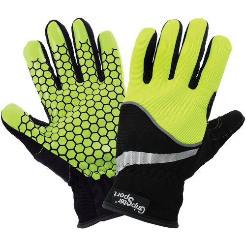 GripterSport High-Visibility Synthetic Leather Palm Performance Mechanics Style Glove with a Silicone Honeycomb-Patterned Palm and a Spandex Back- Size 8(M) 12 Pair, #SG8600-8(M)